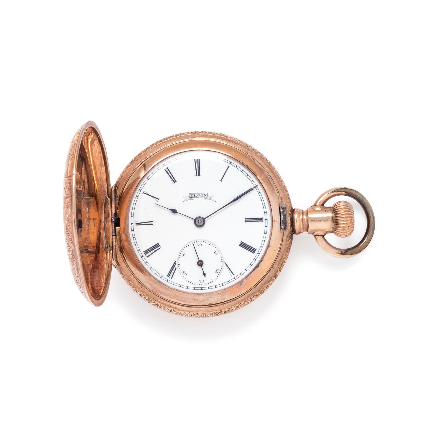 ELGIN, GOLD-FILLED HUNTER CASE POCKET WATCH