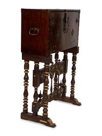 A Spanish Renaissance Style Walnut Vargueno on Later Stand