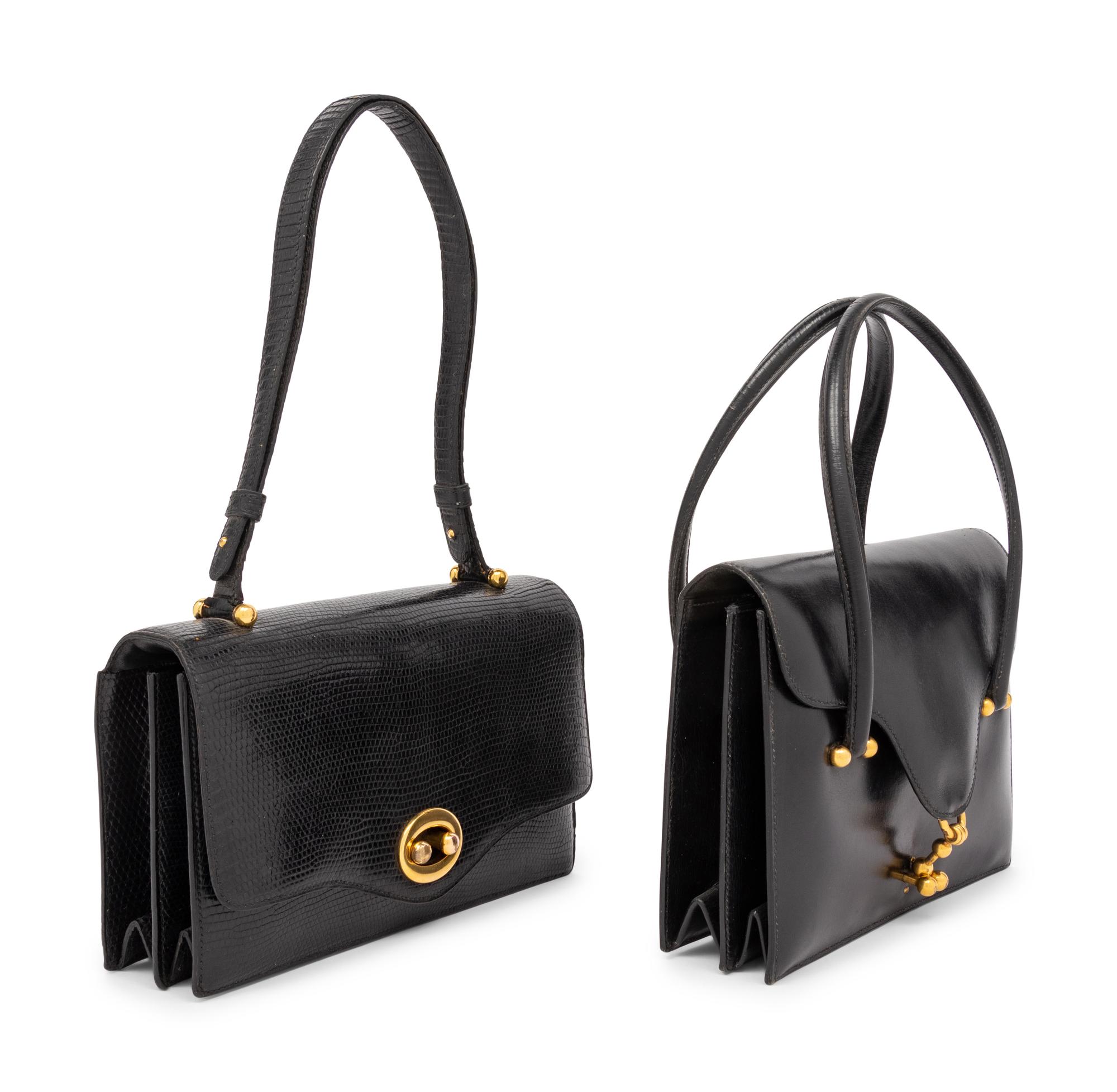 Two Hermès Accordion-Style Bags, One with Bonwit Teller Stamp, 1960s