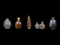 Five Chinese Agate Snuff Bottles