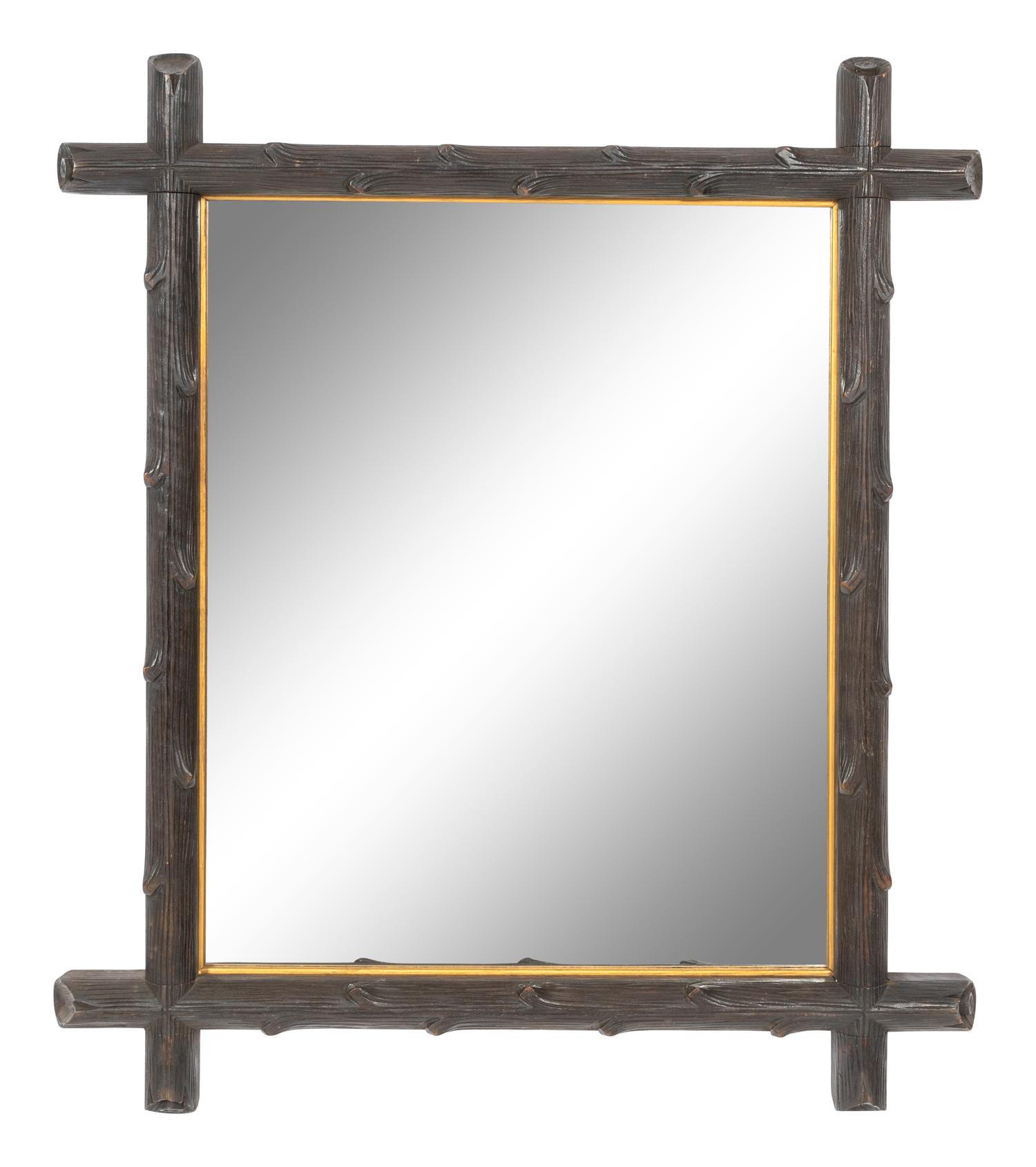 A Black Forest Faux Bois Carved Mirror