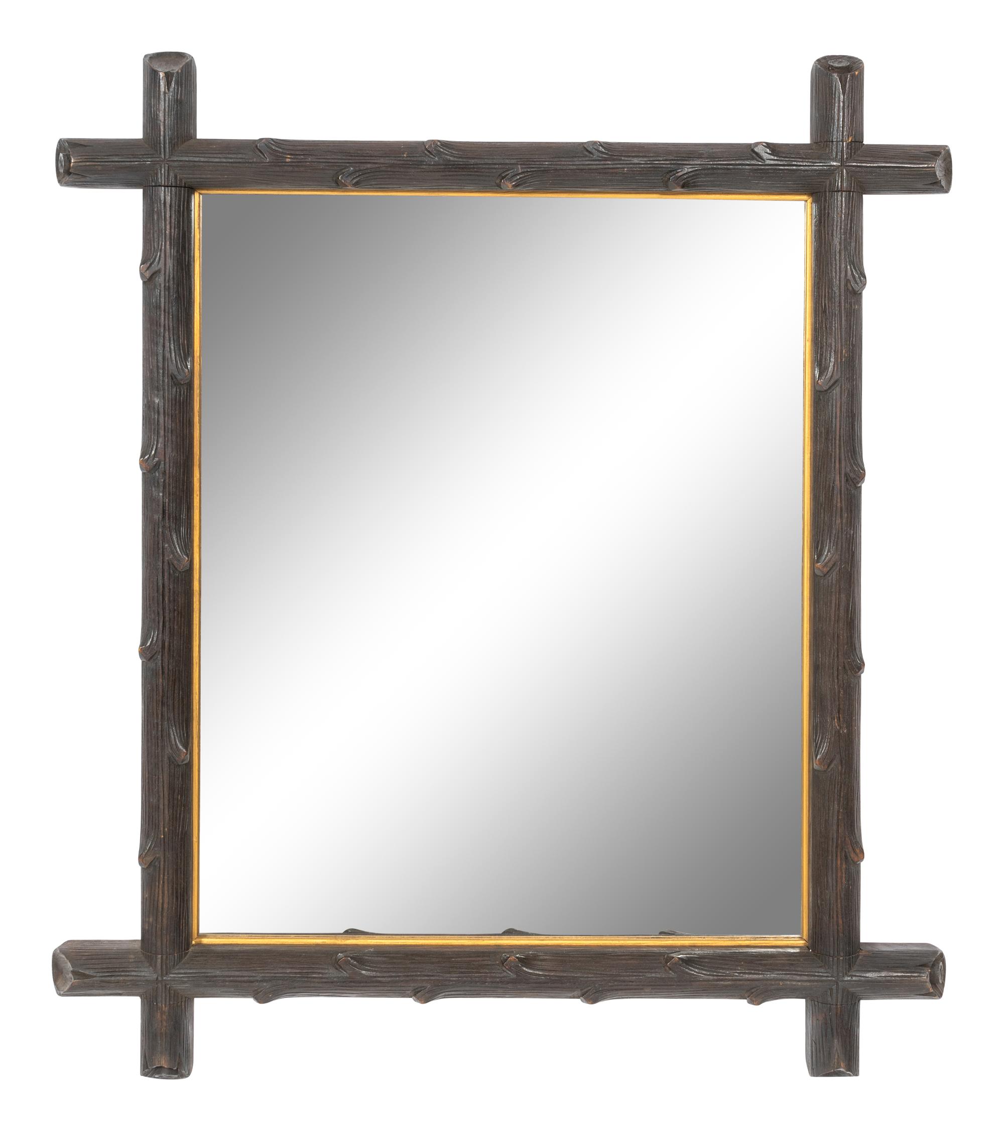 A Black Forest Faux Bois Carved Mirror