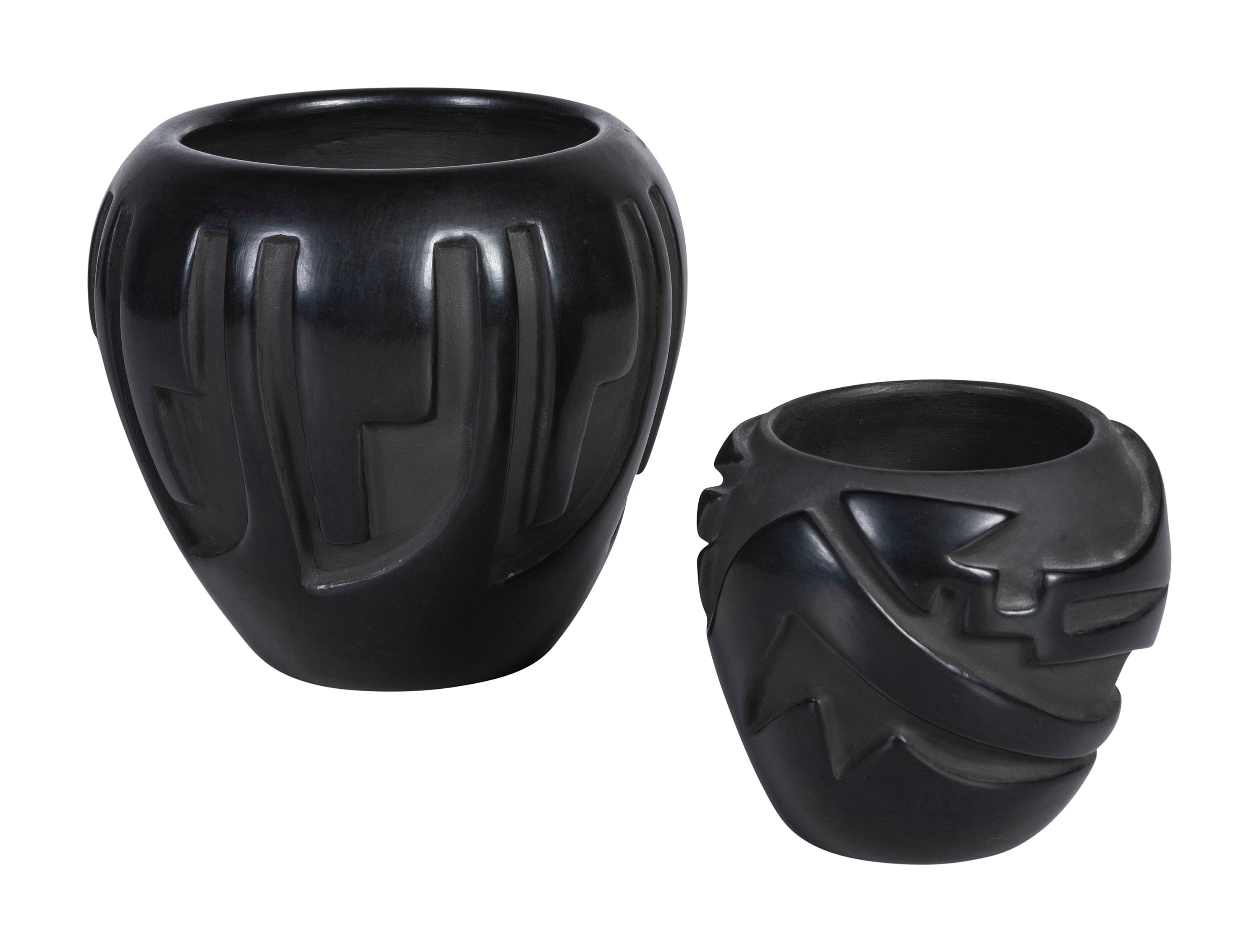 Carved Blackware Pottery