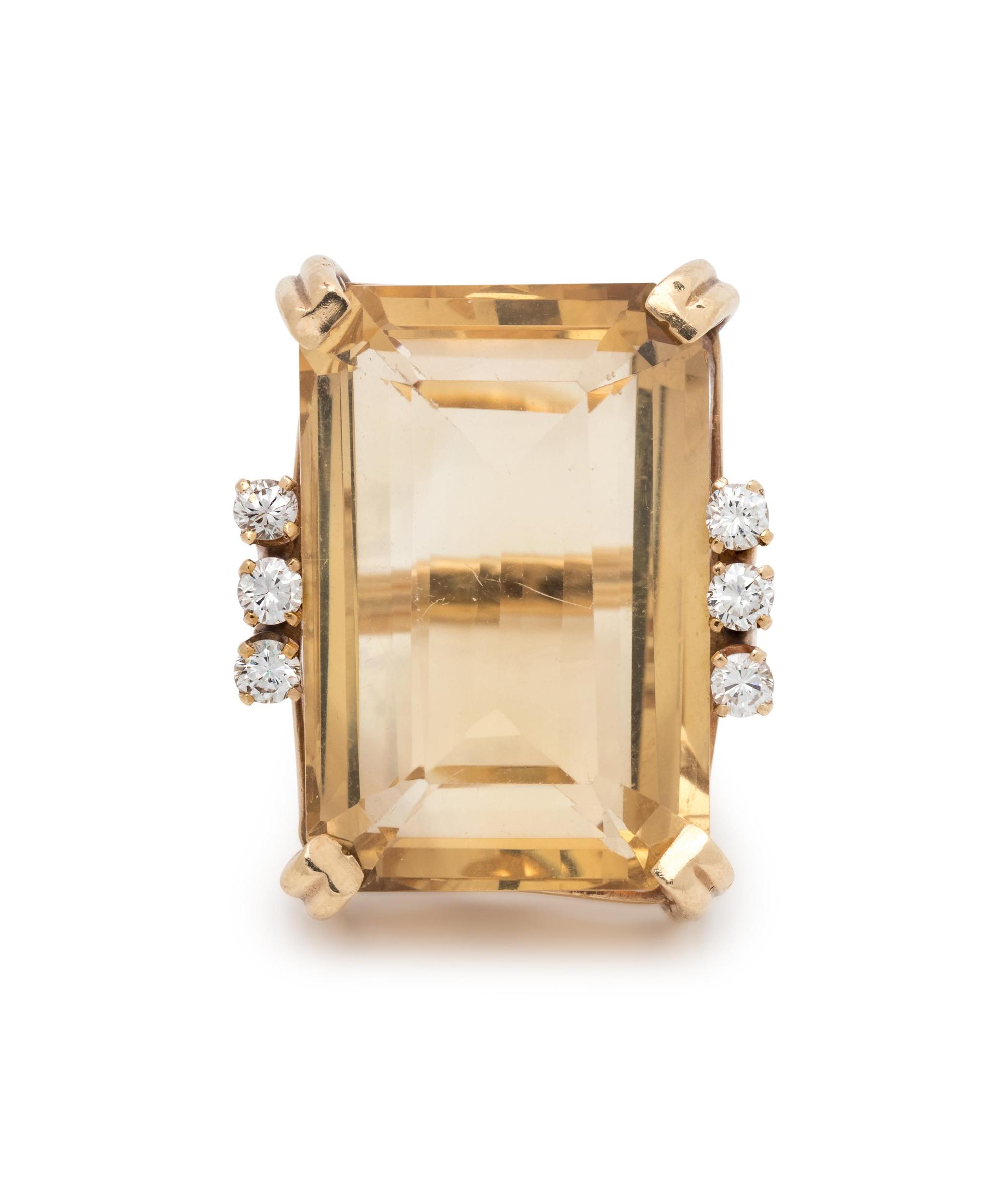 CITRINE AND DIAMOND RING