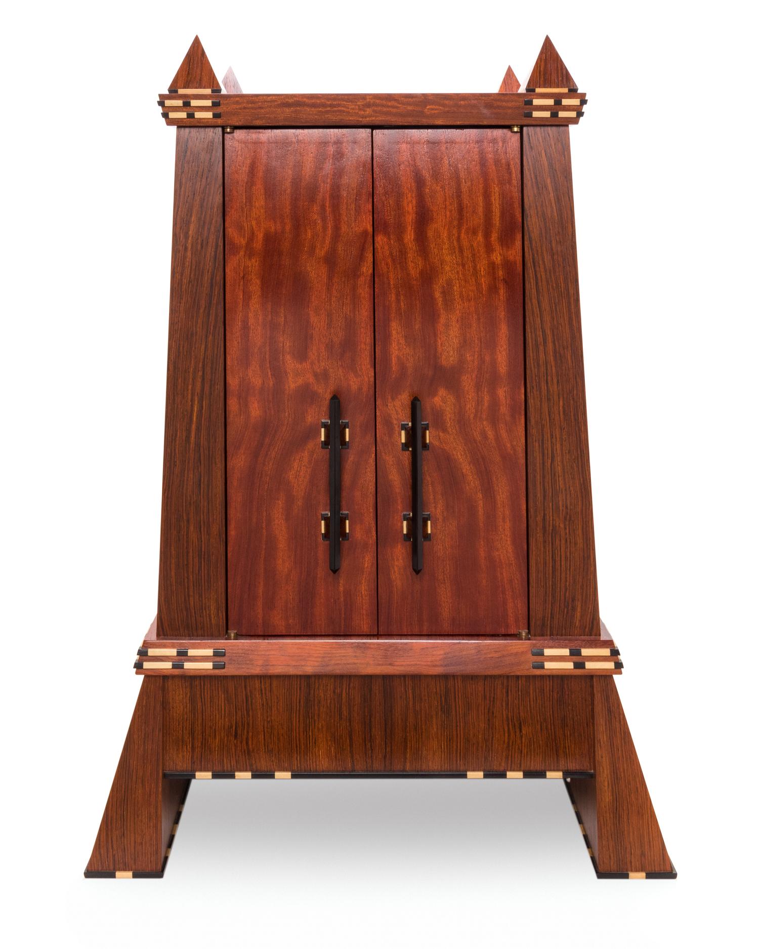 Mystery on the Nile , 1987 Cabinet with Illuminated Glass Interior produced in collaboration with Parker McComas