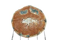 A Decorative Bronze Buffalo Shield