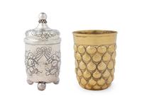 A Polish Silver Covered Cup and an Augsburg Style Silvergilt Beaker