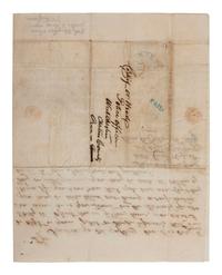 [SLAVERY & ABOLITION]. $300 Reward. Ranaway...my Negro Boy George Johnson . Broadside with autograph letter signed ("Nath'l W. Hays") on bifolium integral leaf to Chief of Police of West Chester, Pennsylvania. Bel-Air, MD, 12 November 1849.
