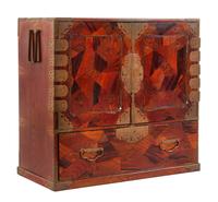 A Brass Mounted Marquetry Tansu Chest Height 33 x width 35 x depth 16 1/4 inches. — LATE 19TH CENTURY