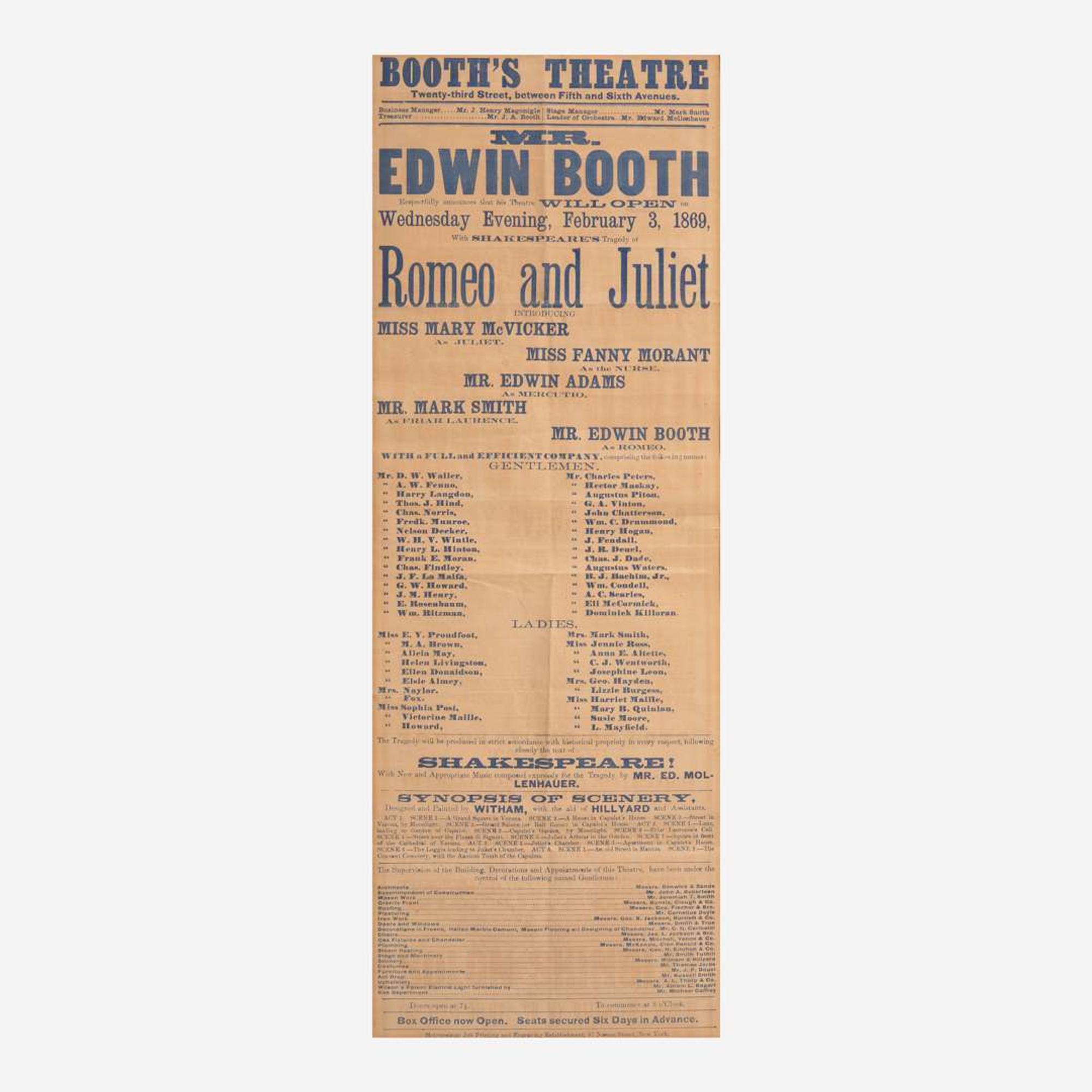 [Americana] [Booth, Edwin, and Jenny Lind] Group of 4 Items