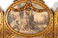 A Louis XVI Style Giltwood Three-Panel Floor Screen