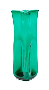 A Green Glass Vase, Blenko Height 20 inches.