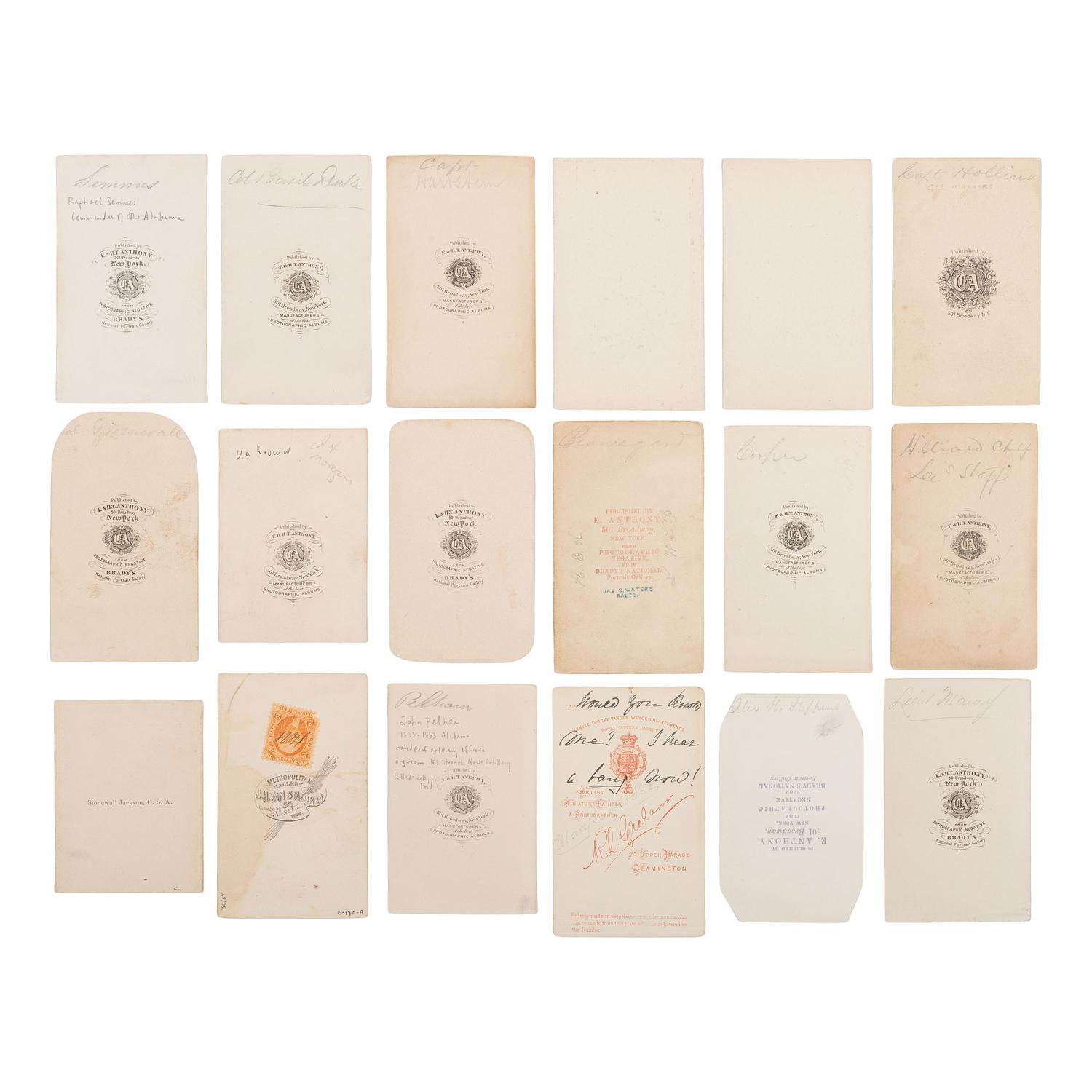 [Civil War] Group of 16 Carte de Visites of Confederates, incl. Generals and Politicians.