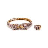 RUBY AND DIAMOND LEOPARD RING AND BRACELET