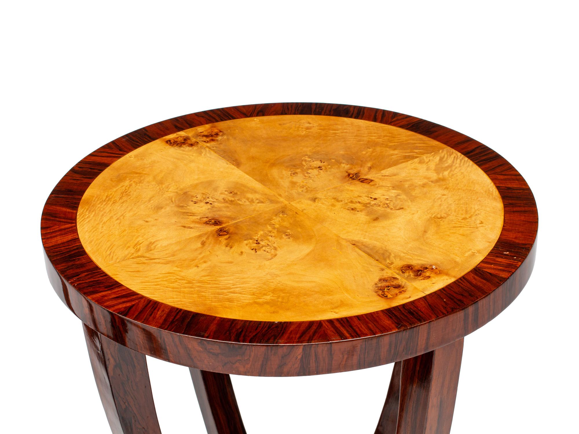 A Pair of Art Deco Style Rosewood and Burl Birch Side Tables