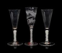 A Group of Three English Glass Ale Stems