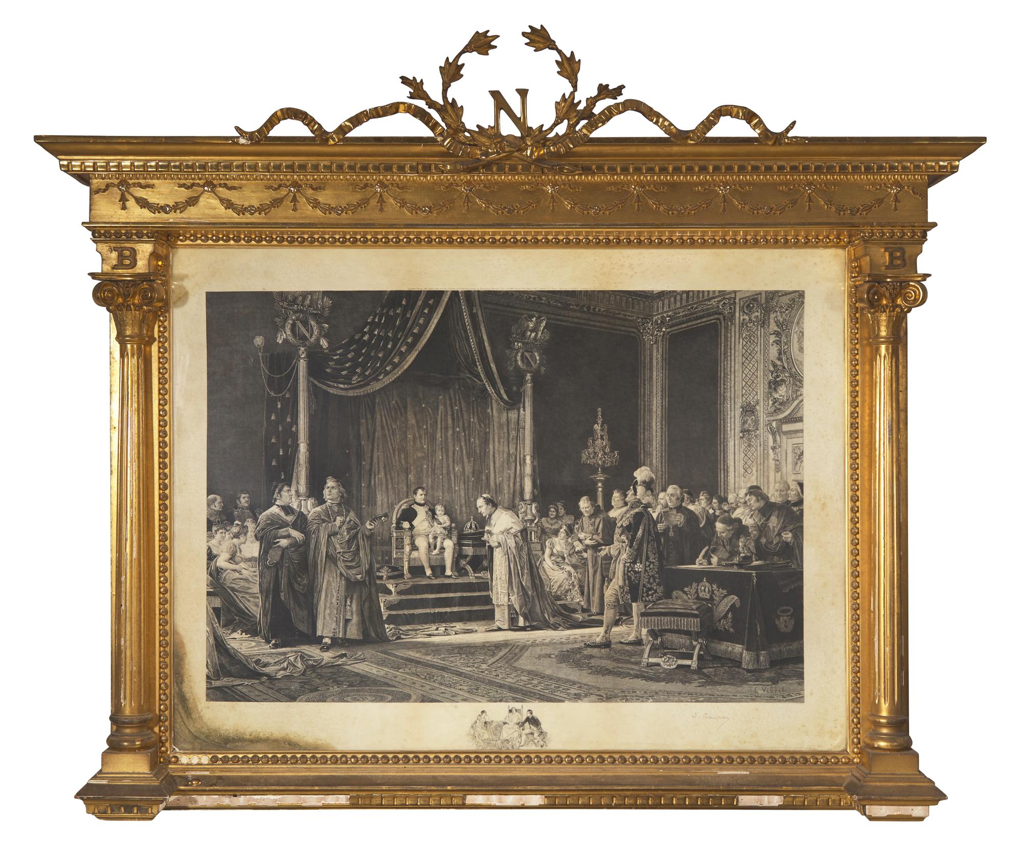A Mezzotint: The Coronation of Napoleon , Housed in An Impressive Giltwood and Gesso Frame