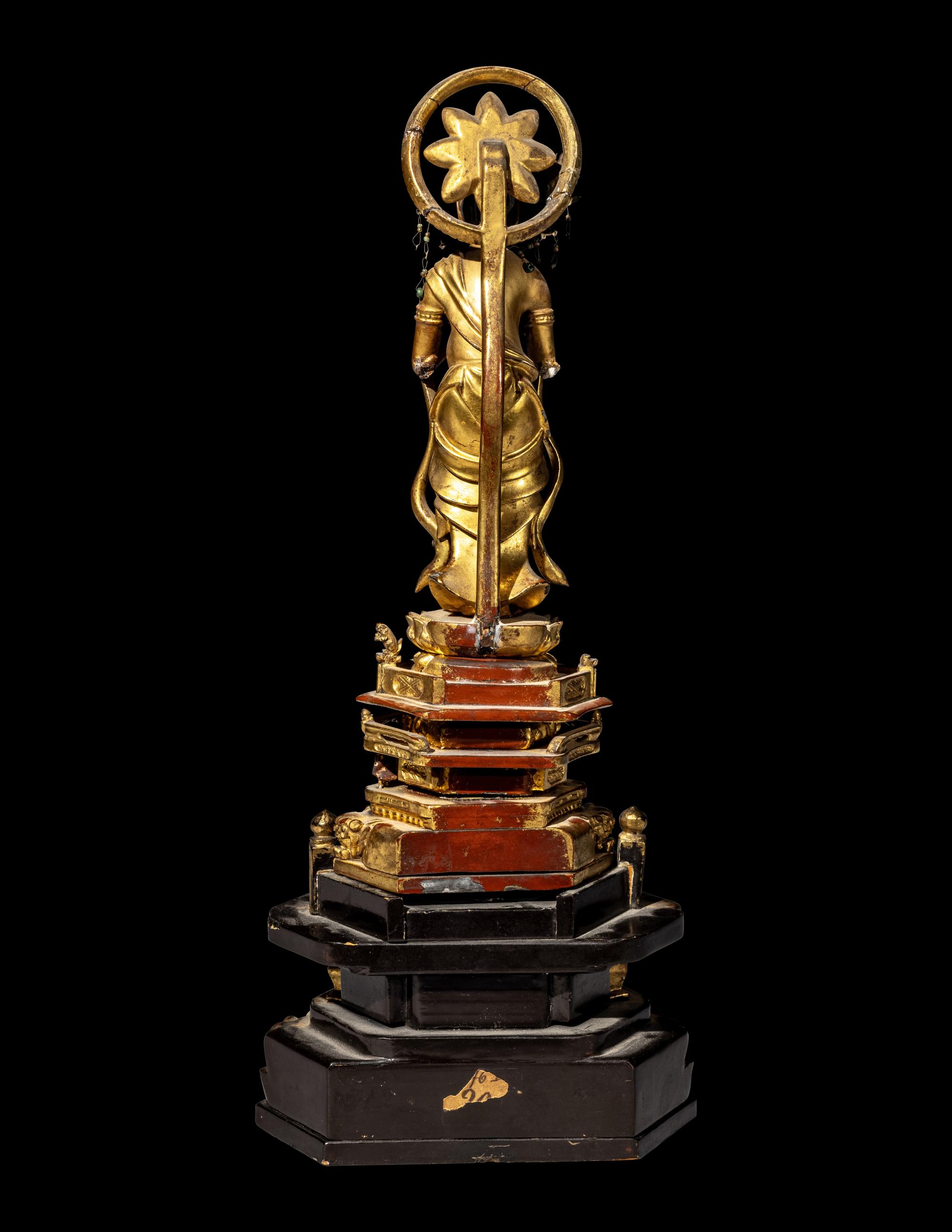 A Japanese Gilt Wood Figure of Kannon