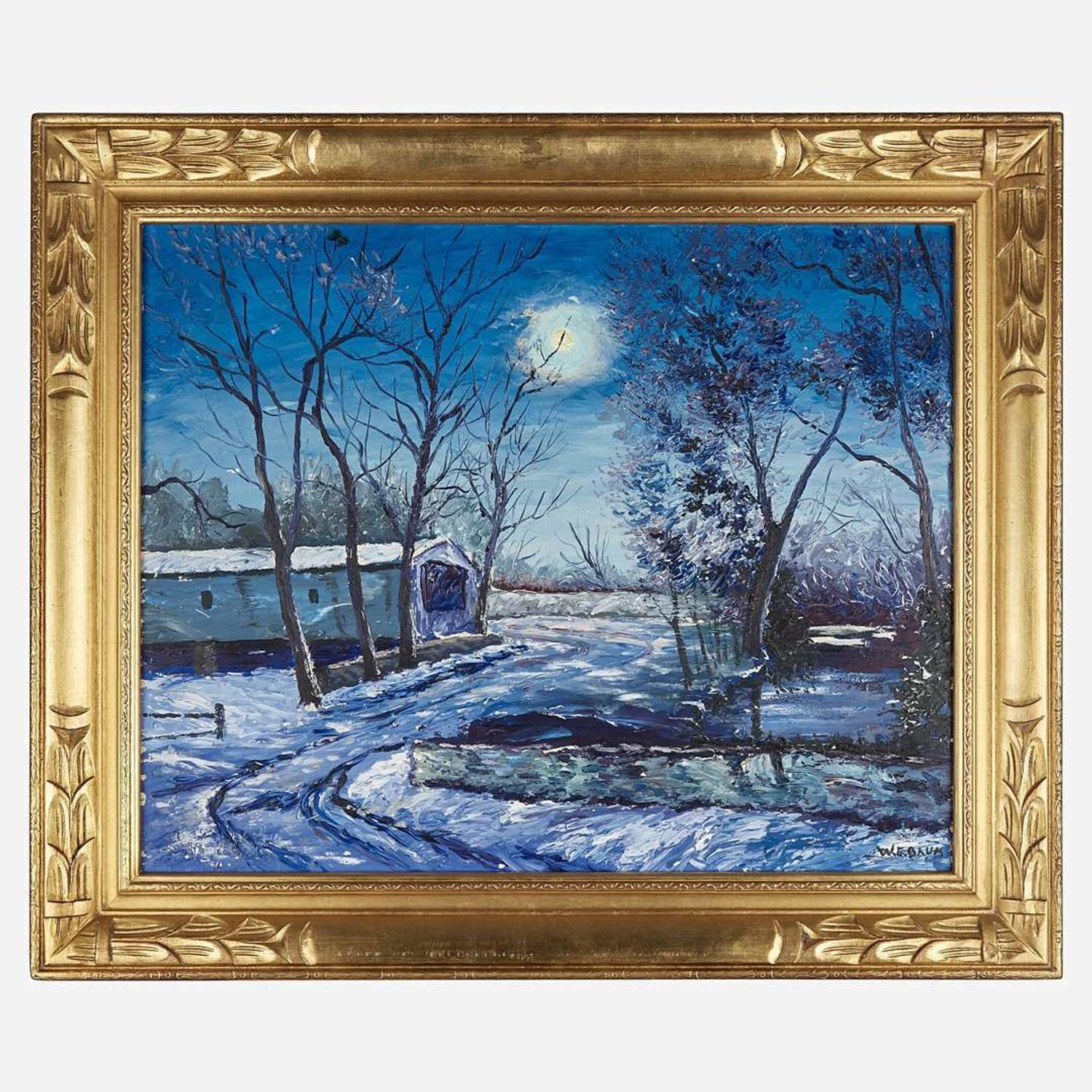 Walter Emerson Baum (American, 1884–1956) Covered Bridge in the Moonlight
