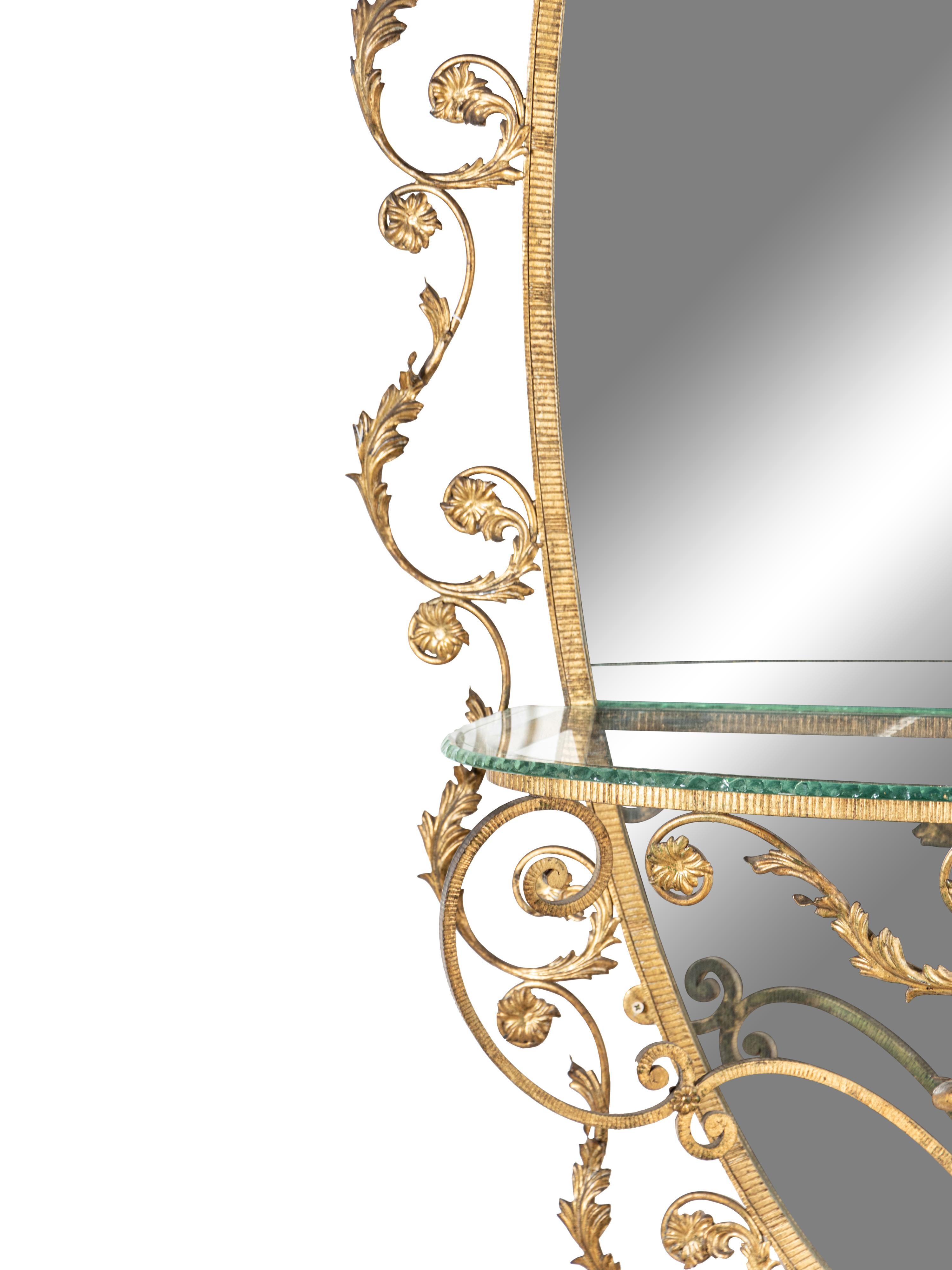 An Italian Gilt Iron Console Table and Mirror