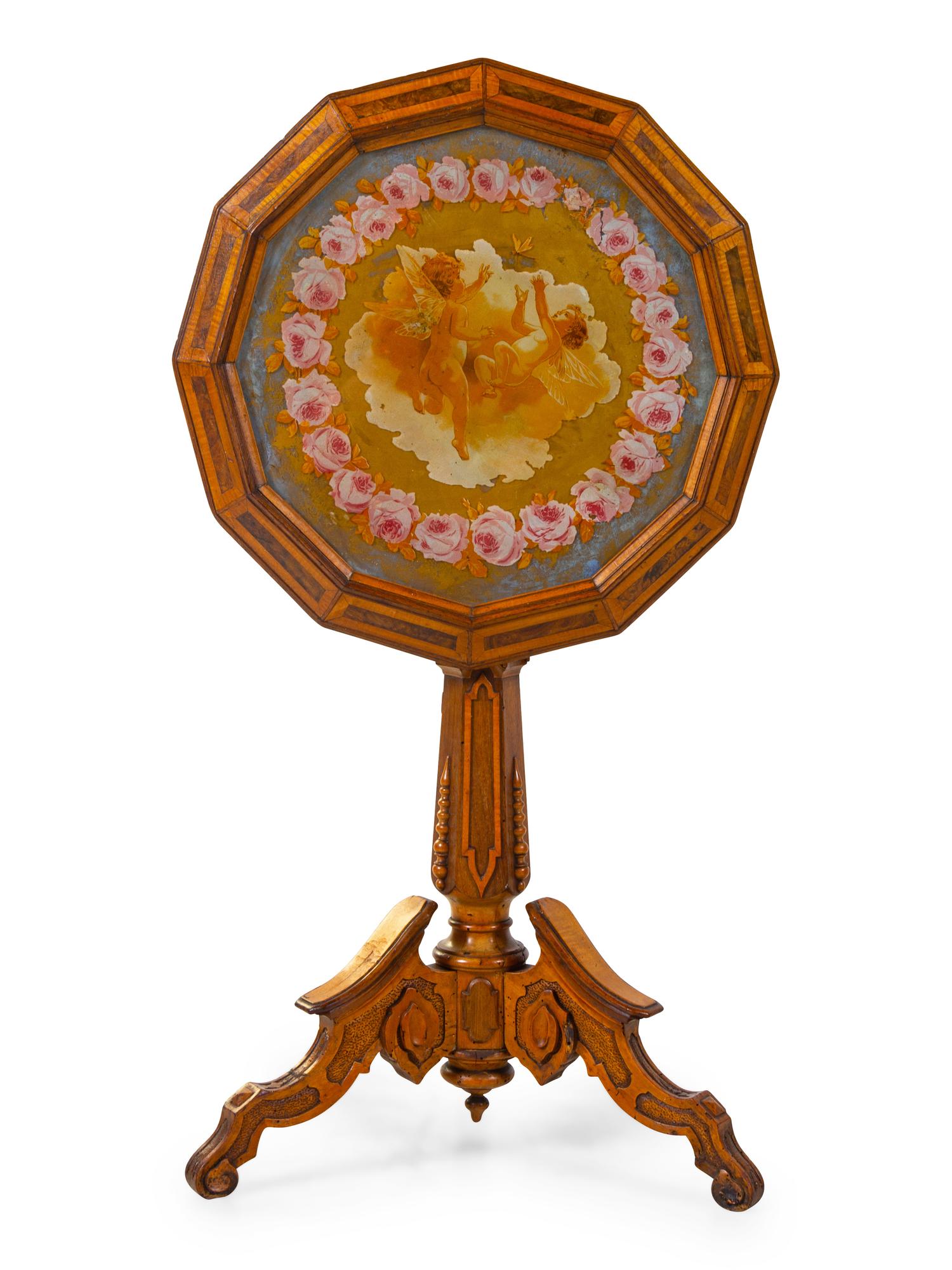 A Victorian Églomisé Tilt Top Table