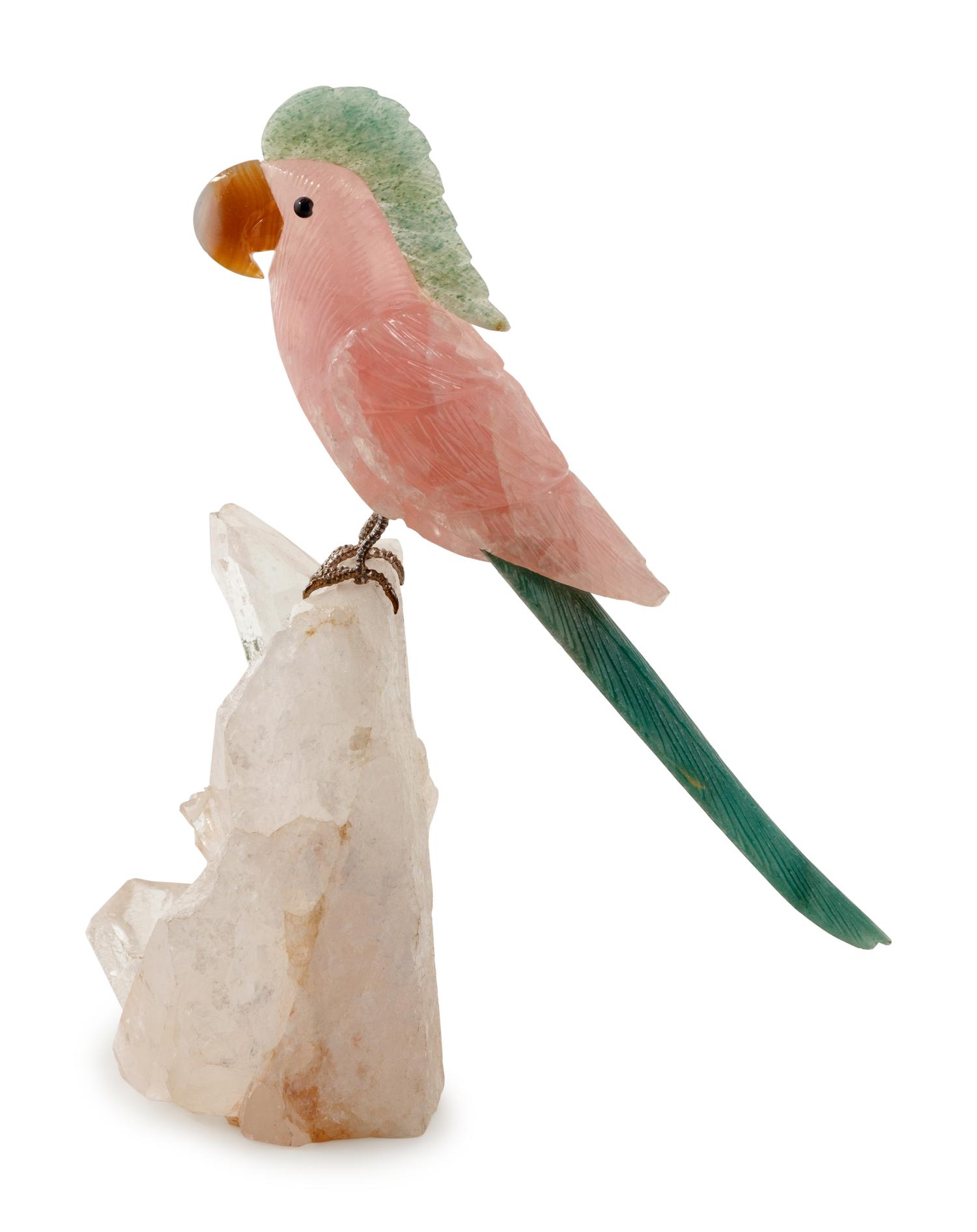 A Hardstone Figure of a Cockatoo