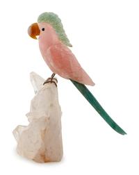 A Hardstone Figure of a Cockatoo