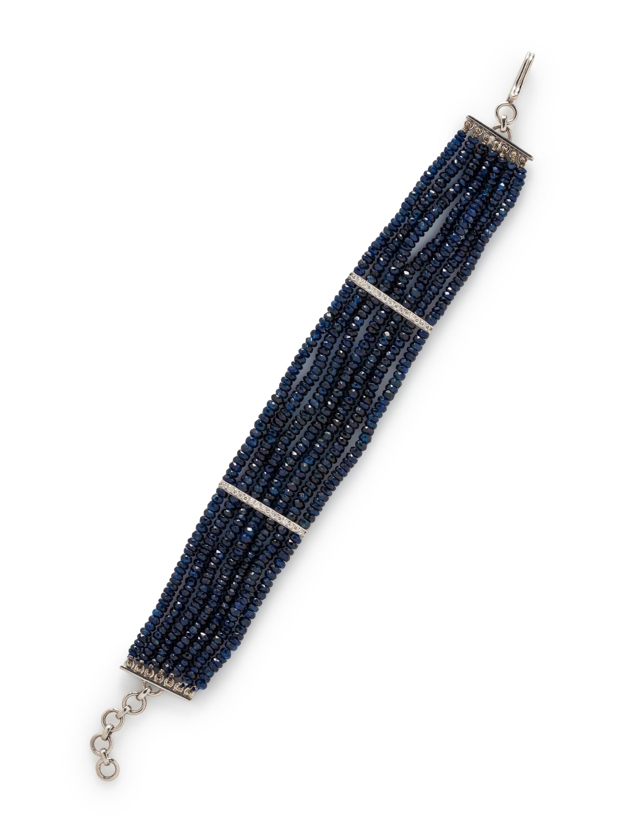 SAPPHIRE BEAD AND DIAMOND BRACELET