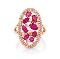 A 14 Karat Rose Gold, Ruby and Diamond Ring,