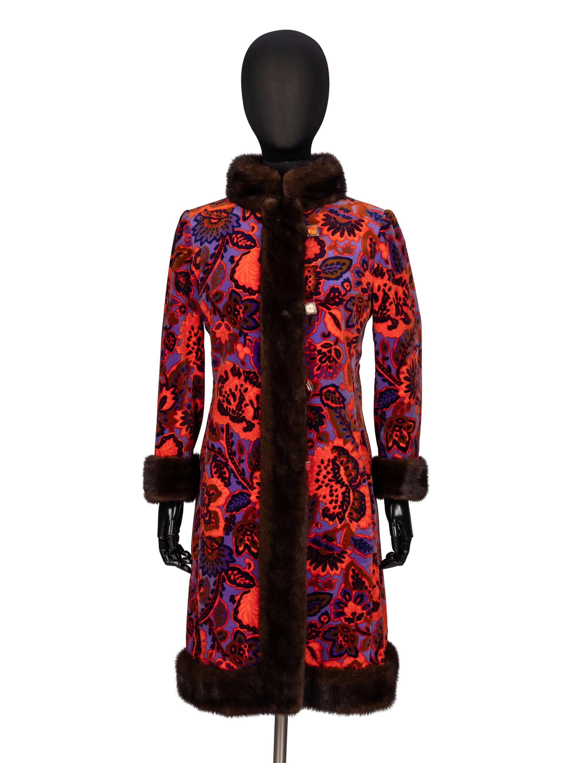 Bill Blass for Maurice Rentner, Velvet Printed Coat