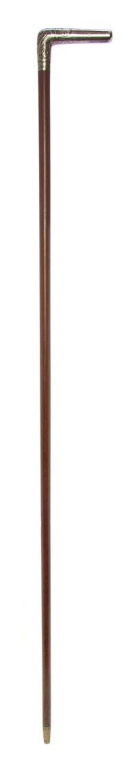 A French Art Nouveau Silver Handled Cane, Length of handle 4 x length overall 35 1/2 inches.