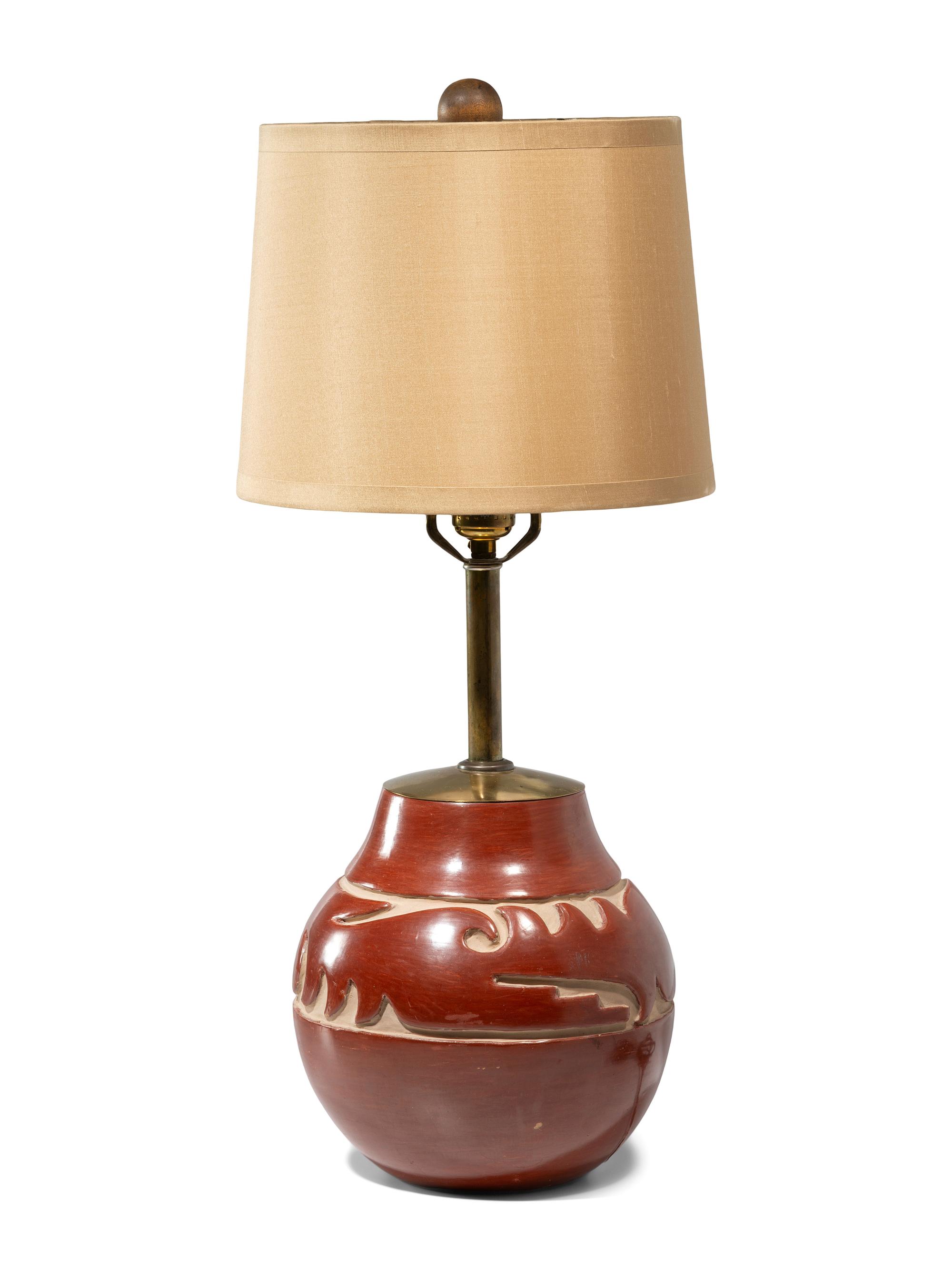 Santa Clara Redware Pottery Lamp