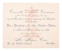 [CLEVELAND, Grover (1837-1908)]. A collection of invitations, calling cards, and ephemera related to the inauguration and presidency of Grover Cleveland, comprising: