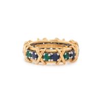 TIFFANY & CO., SCHLUMBERGER EMERALD AND SAPPHIRE '16 STONE BAND' BAND