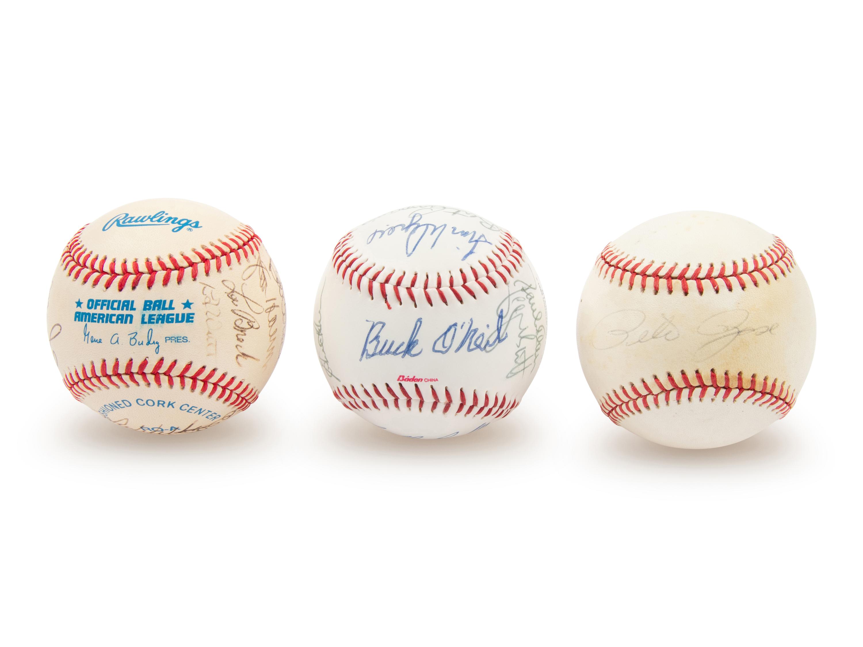 A Collection of Signed Autograph Baseballs Including Hall of Famers and Pete Rose