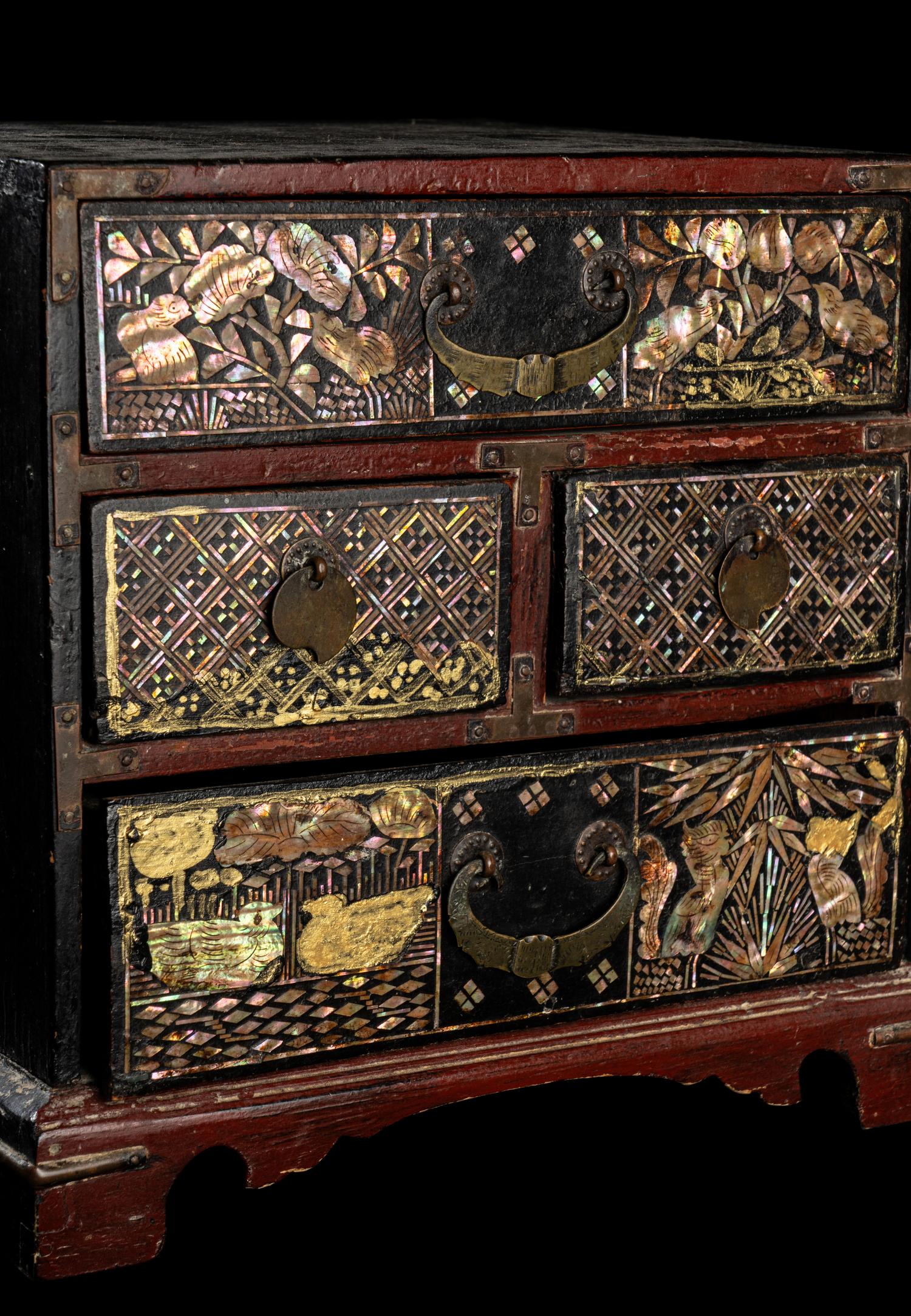 Two Korean Mother-of-Pearl Inlaid Lacquered Accessory Boxes