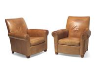 A Pair of Faux Crocodile-Embossed Leather Club Chairs