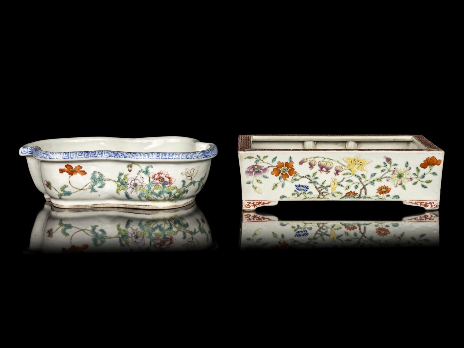 Two Chinese Famille Rose Porcelain Planters