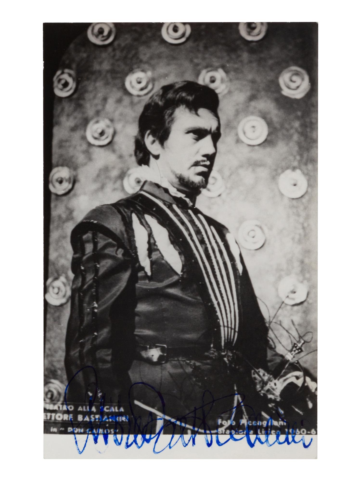 [20TH-CENTURY OPERA SINGERS]. A group of 6 signed photographs or photographic postcards of opera singers from the 1950s-1960s, comprising images of: