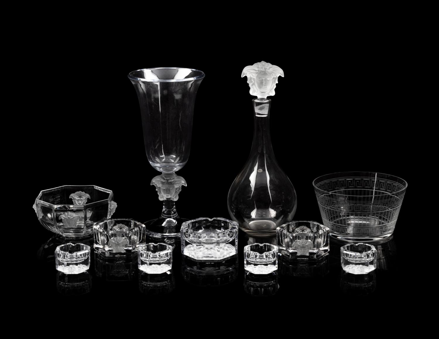 A Group of Versace Medusa Lumiere Glass Articles