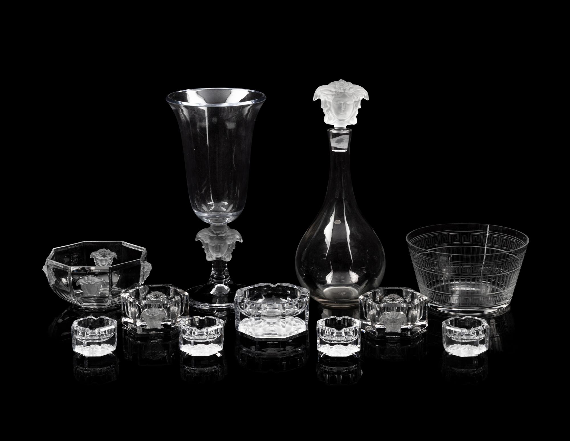 A Group of Versace Medusa Lumiere Glass Articles