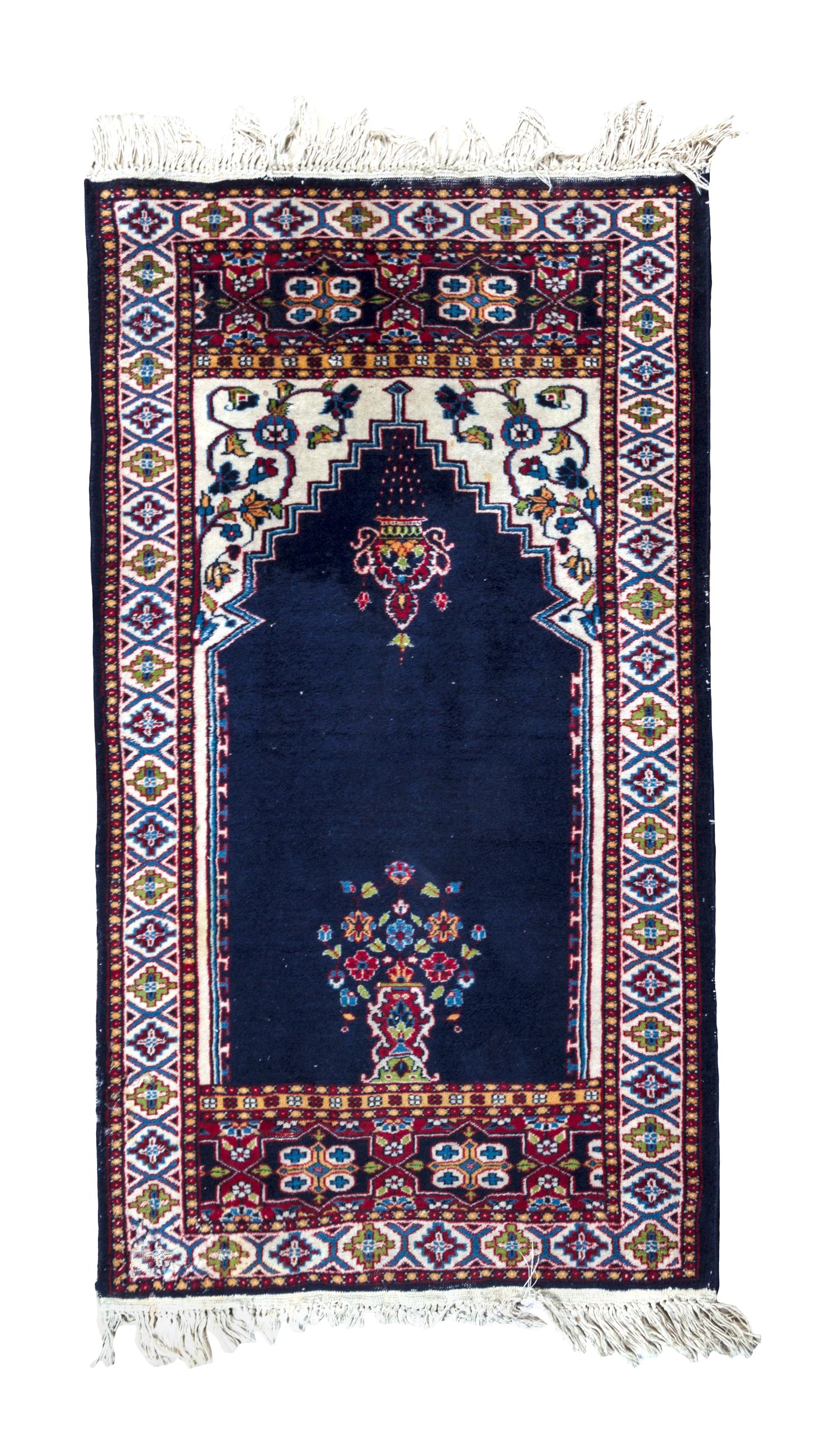 A Persian Wool Prayer Rug 4 feet 2 inches x 2 feet 8 inches.
