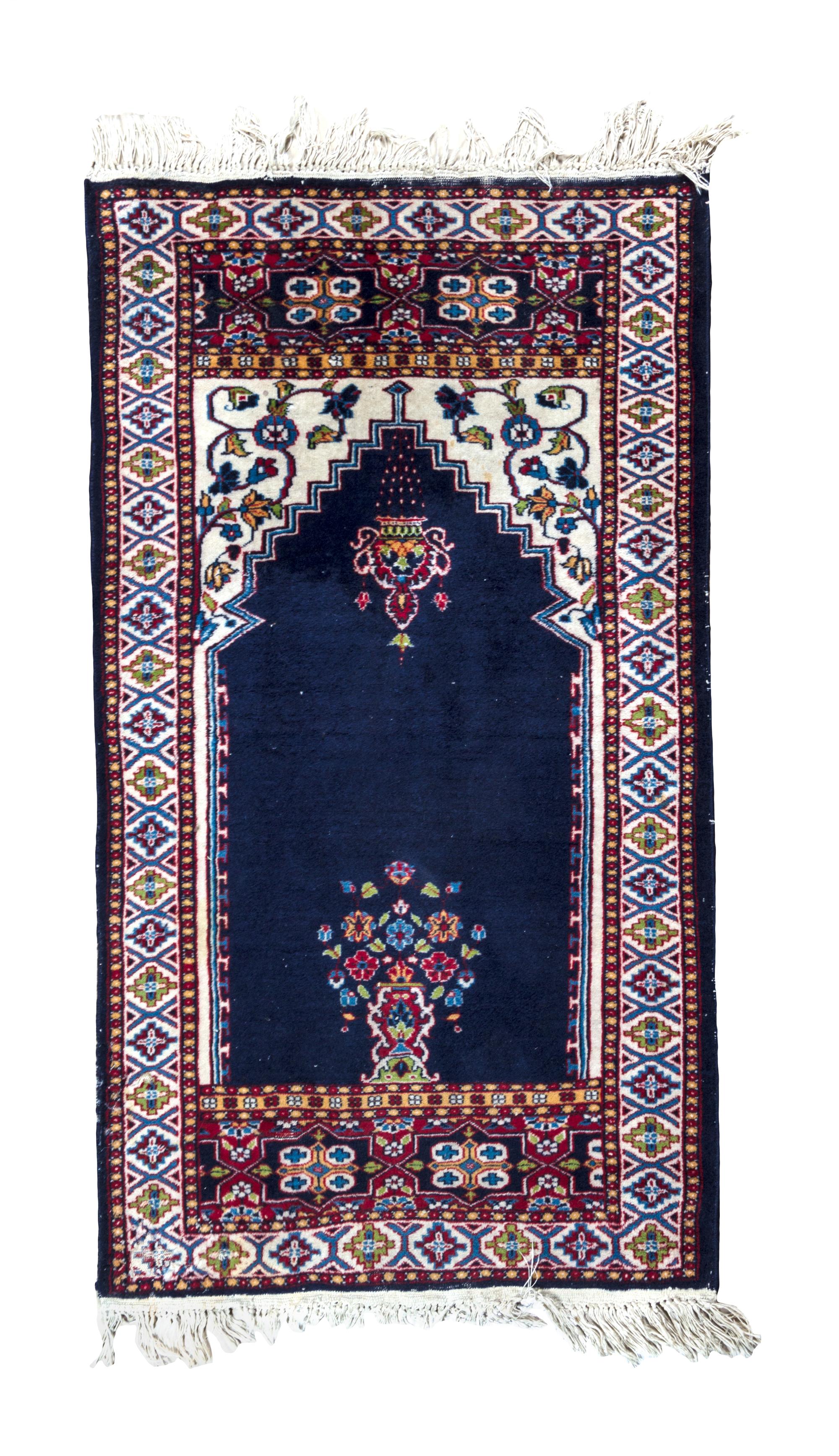 A Persian Wool Prayer Rug 4 feet 2 inches x 2 feet 8 inches.