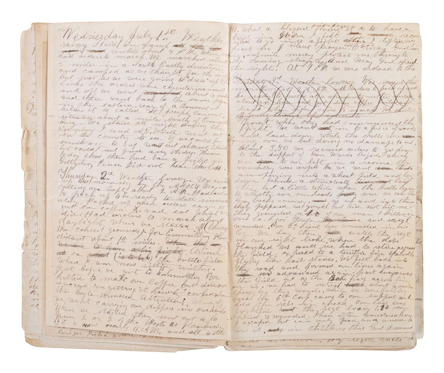 [CIVIL WAR]. Archive of George O. Currier, 17th Maine Infantry, incl. journal with significant GETTYSBURG content, among other important battles. 1863-64.