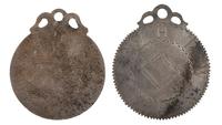 [FRATERNAL ORGANIZATIONS]. Pair of Masonic Master Mark medals from the Heron Mark Lodge. Ca early 19th century.
