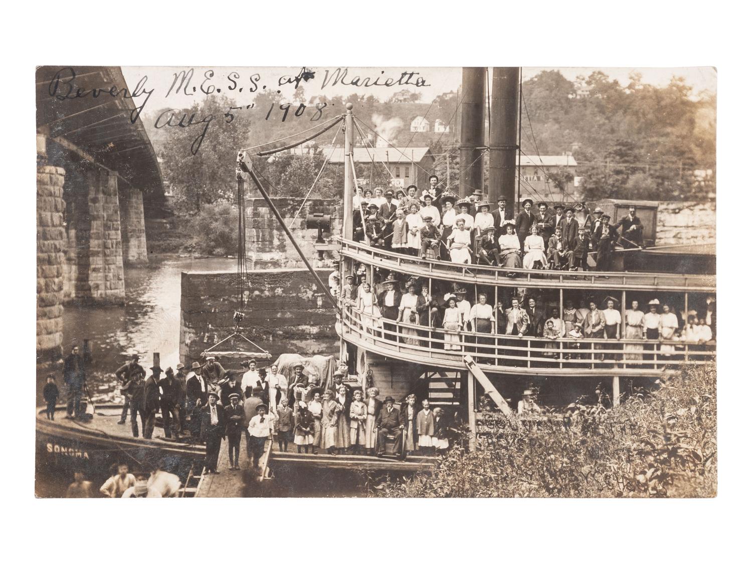 [EPHEMERA]. Approx. 50 RPPCs of steamboats and other vessels on Ohio canals, and rivers.