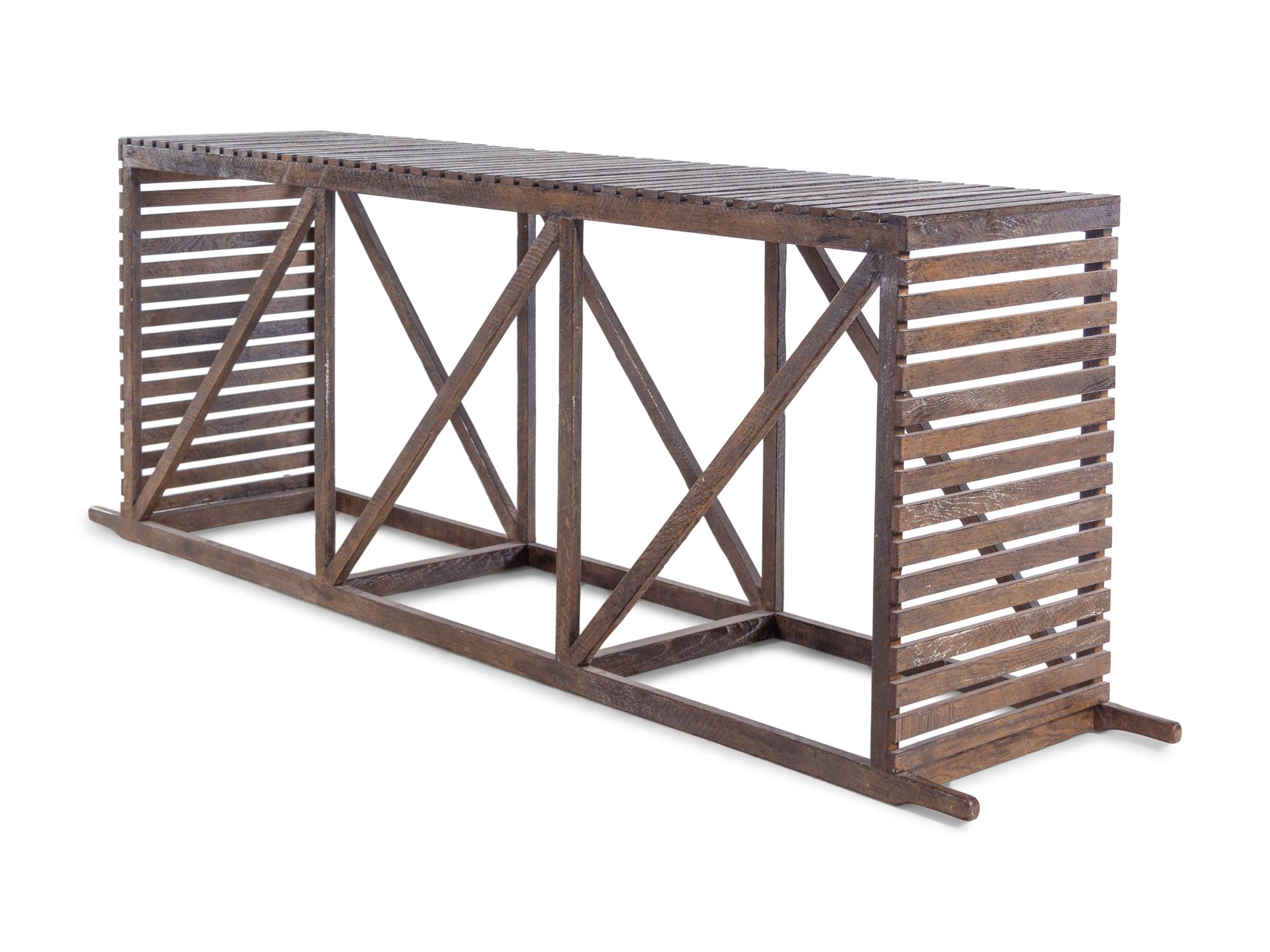 A Contemporary Oak Slat Console Table