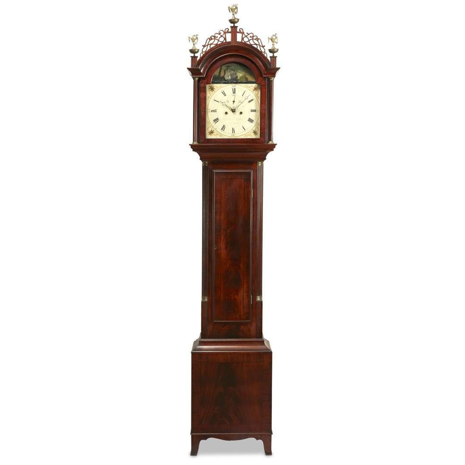 Federal inlaid and carved mahogany tall case clock Aaron Willard (1757-1844), Boston, MA, circa 1800