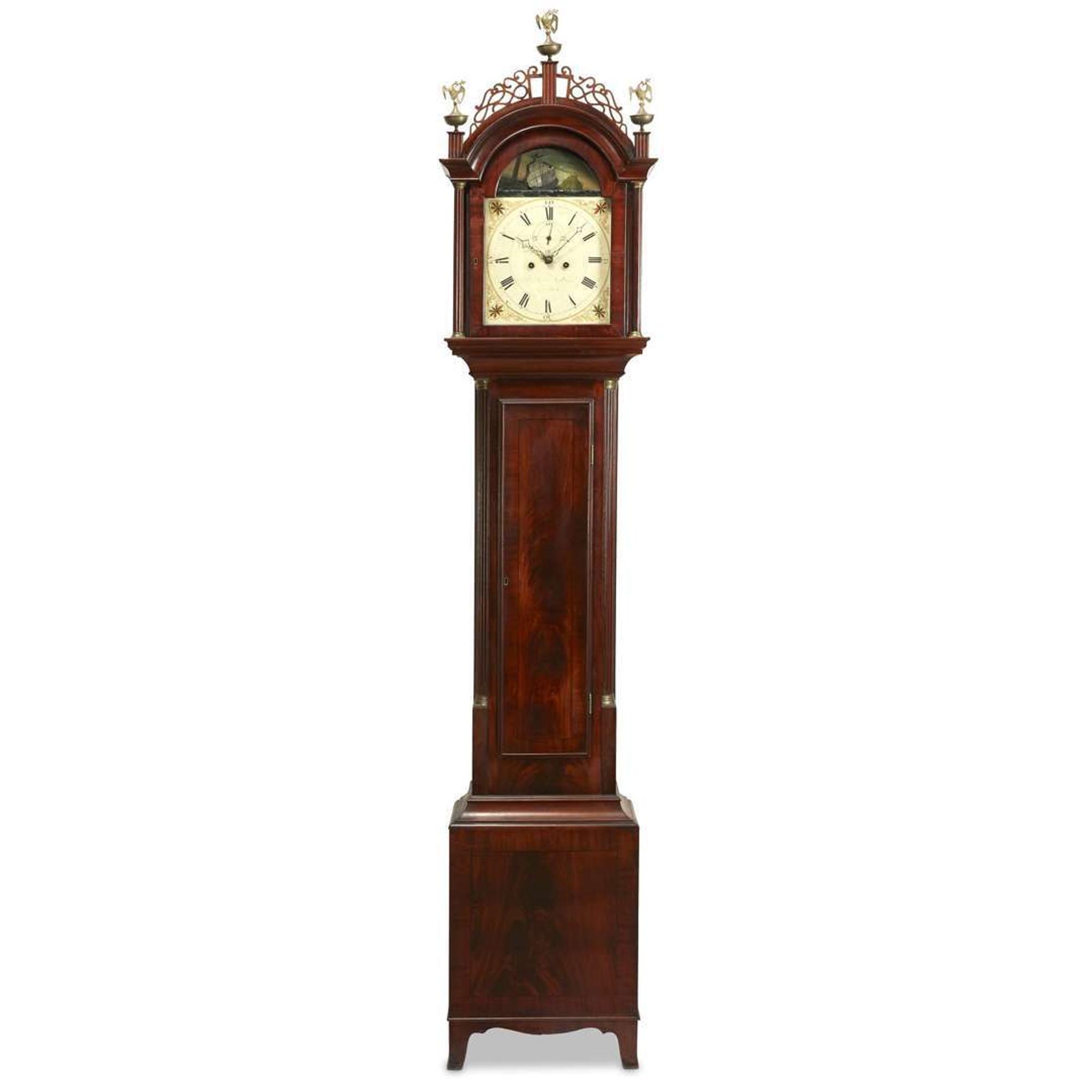 Federal inlaid and carved mahogany tall case clock Aaron Willard (1757-1844), Boston, MA, circa 1800