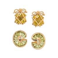 COLLECTION OF GREEN GEMSTONE AND YELLOW GOLD CLIP EARRINGS